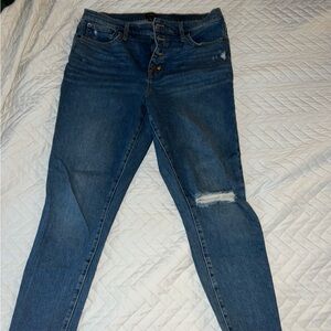 J. Crew Blue Skinny Jeans with Distressed Detail
